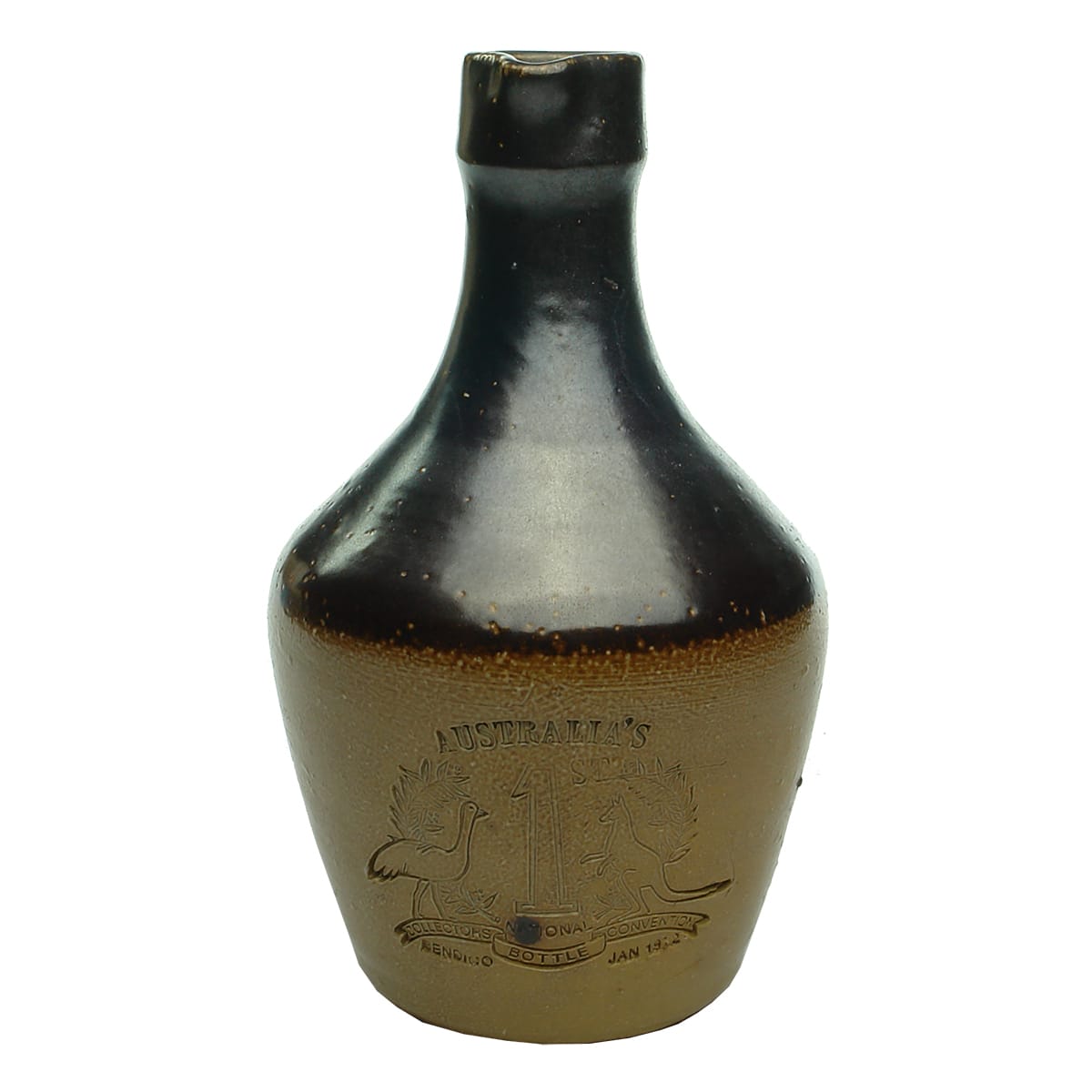 Bottle Show Prize. Australia's First National Convention. Bendigo 1972. Whisky Jug shape.