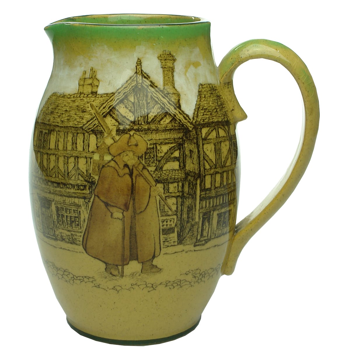 Water Jug. Detailed scene of buildings with a Nightwatchman. Royal Doulton. Multicoloured.