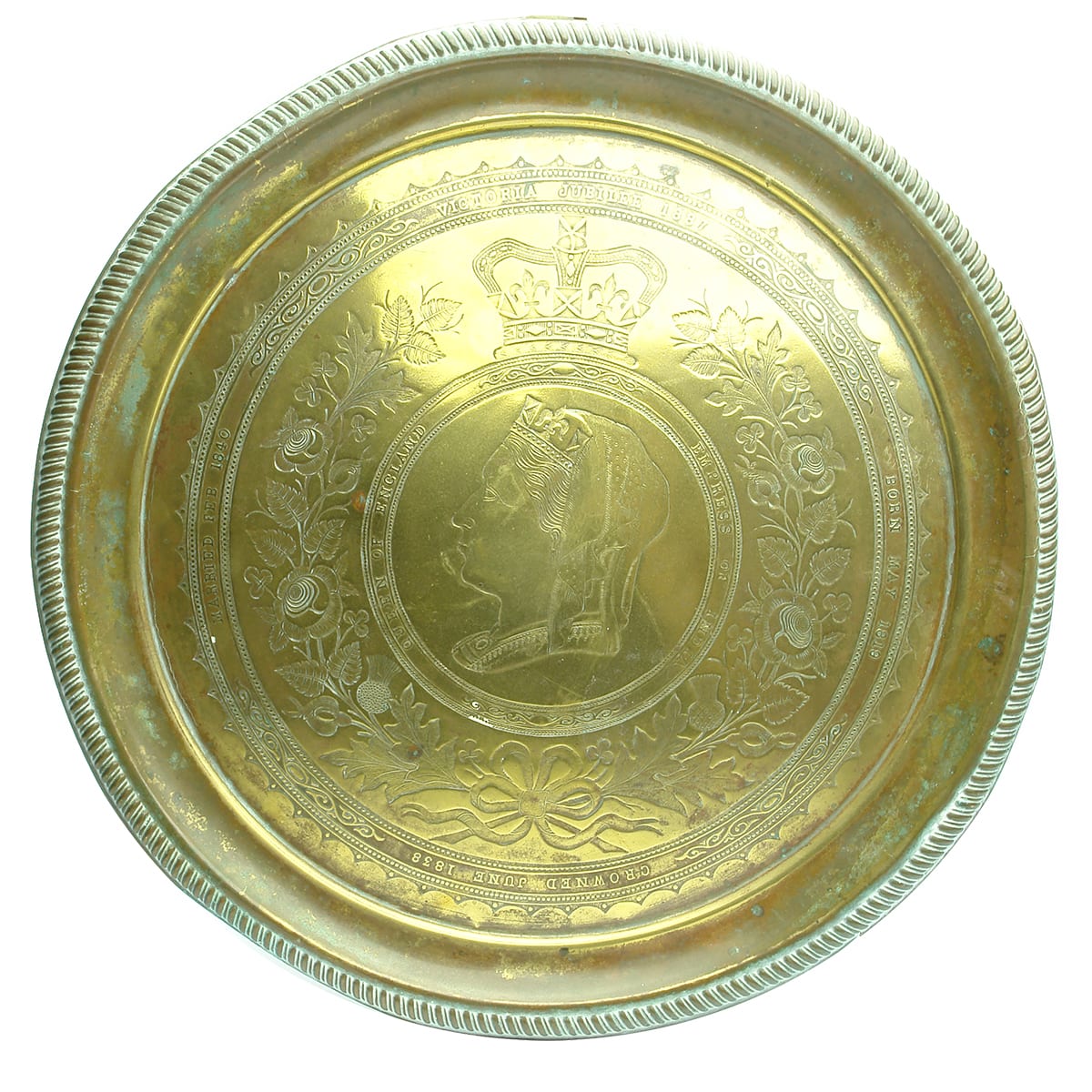 Brass Serving Tray. Queen Victoria Jubilee 1887.