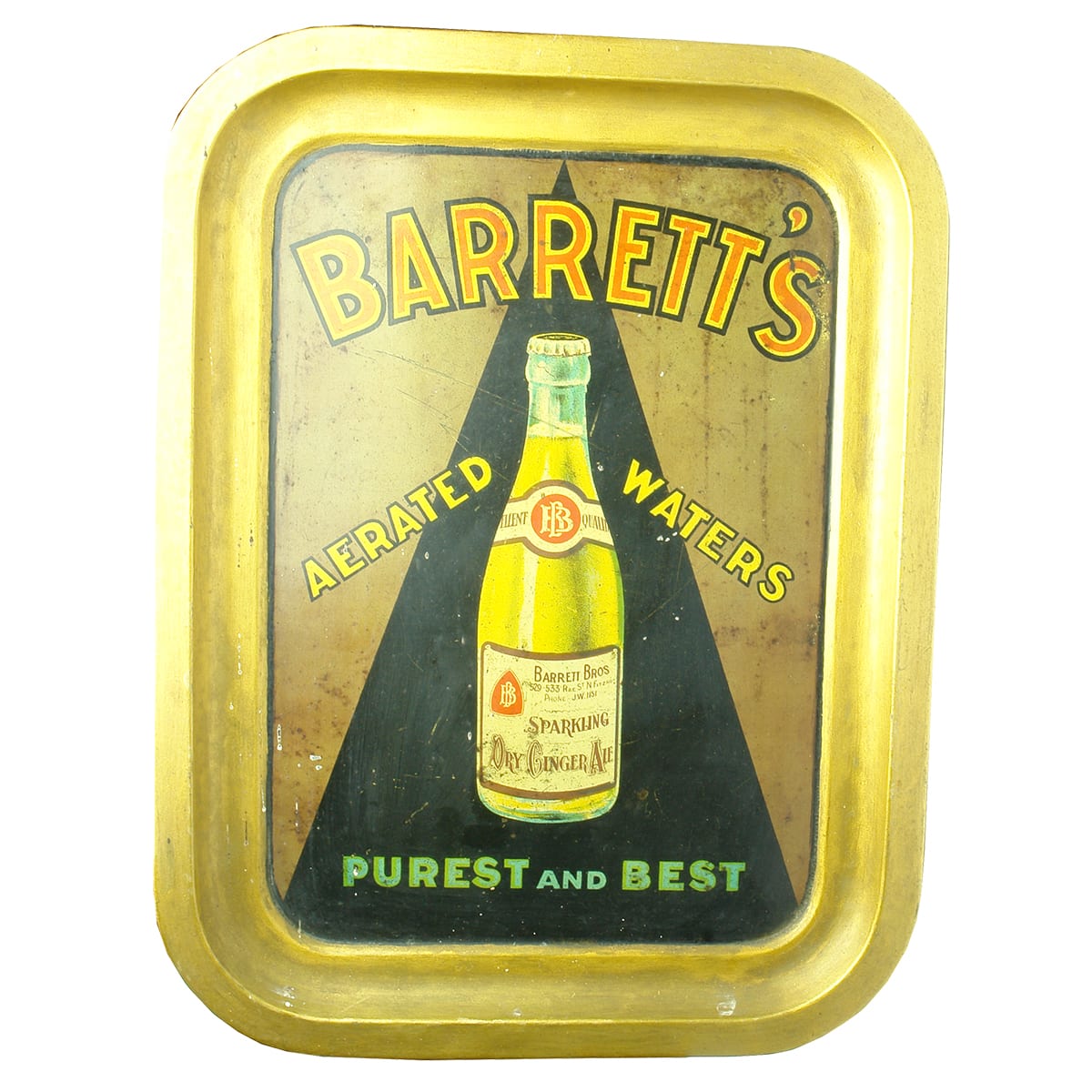 Tray. Barrett's Aerated Waters, North Fitzroy with labelled crown seal. (Victoria)