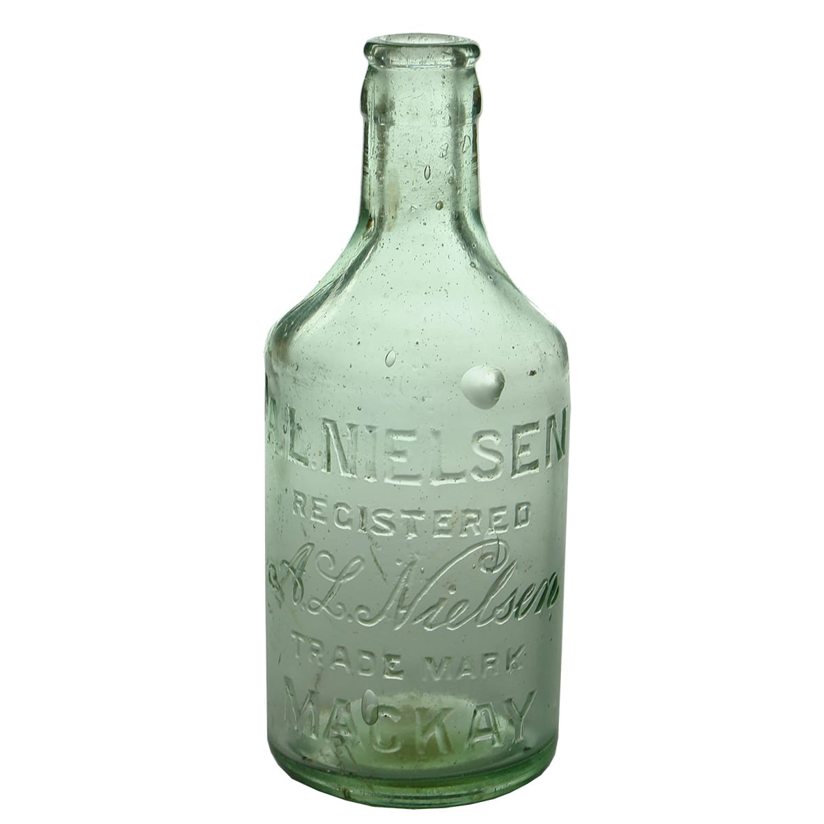 Crown Seal. A. L. Nielsen, Mackay. Dump. Spun top. Aqua. 10 oz. (Queensland)