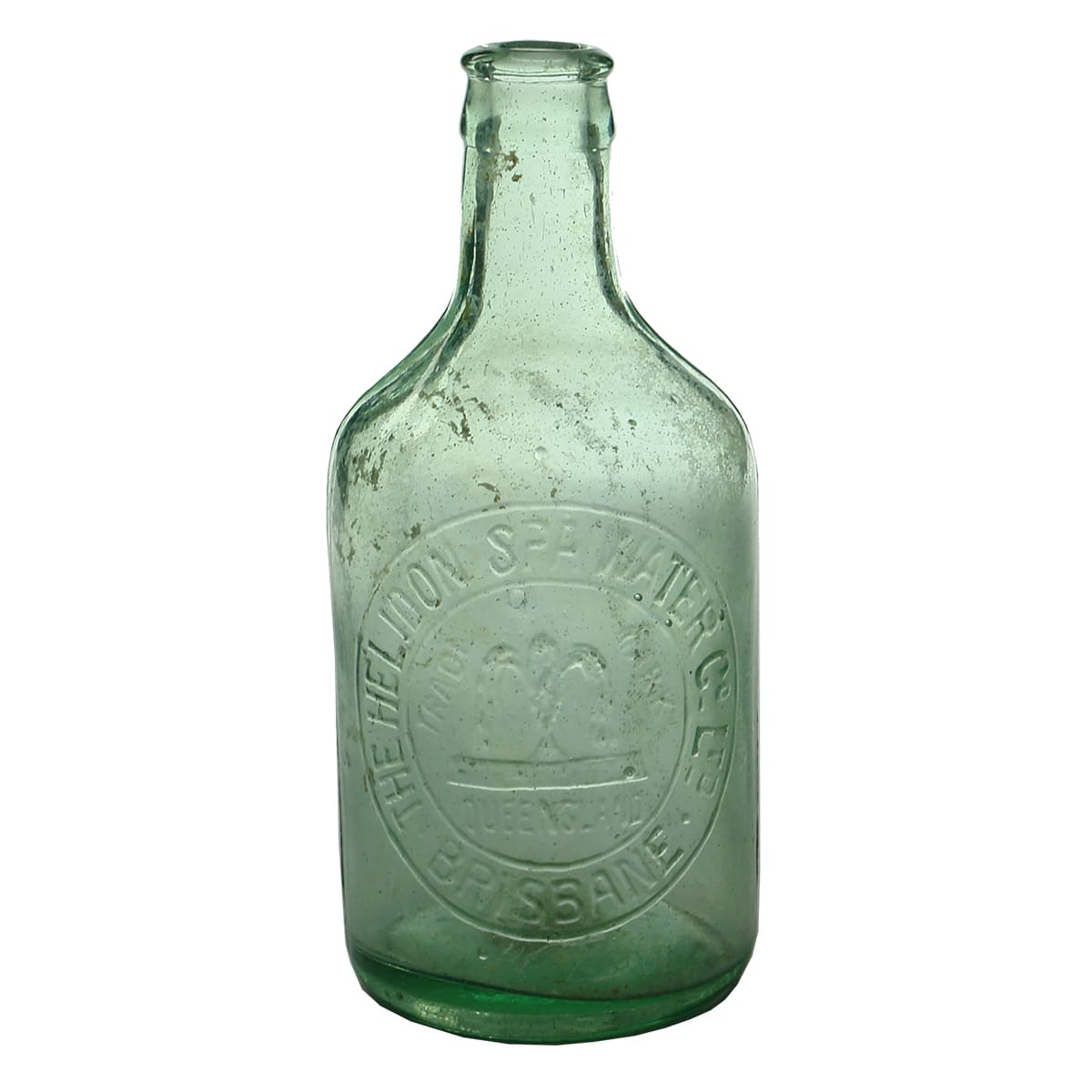 Crown Seal. The Helidon Spa Water Co Ltd., Brisbane. Dump. Aqua. 10 oz. Spun top. (Queensland)