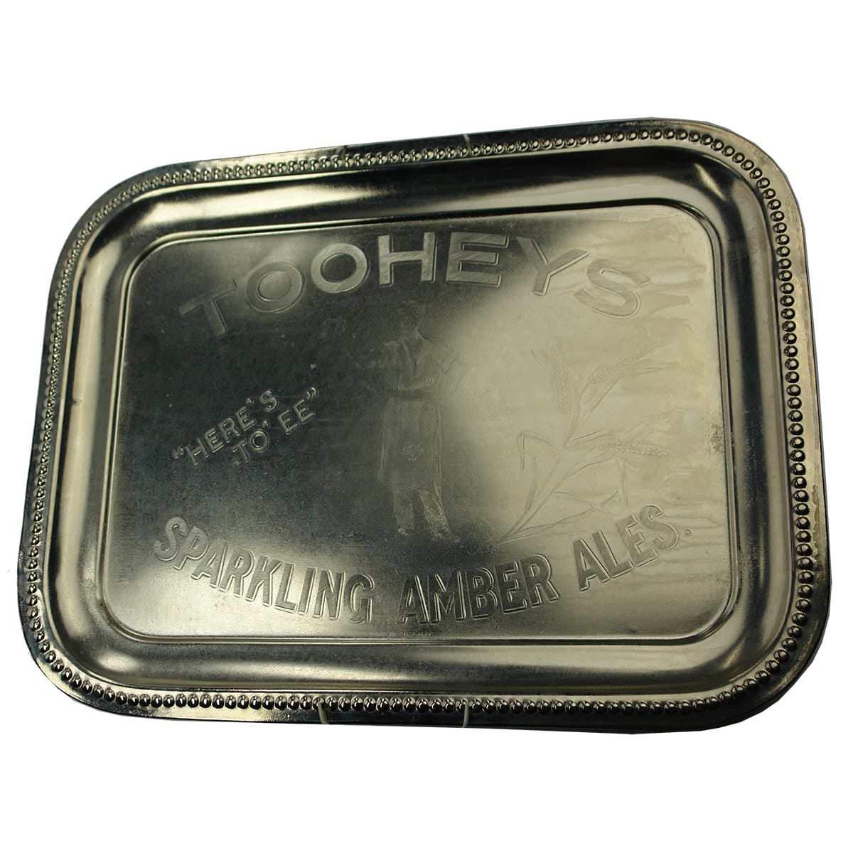 Advertising Serving Tray. Tooheys Sparkling Amber Ales. Plated. Rectangular. (Sydney, New South Wales)