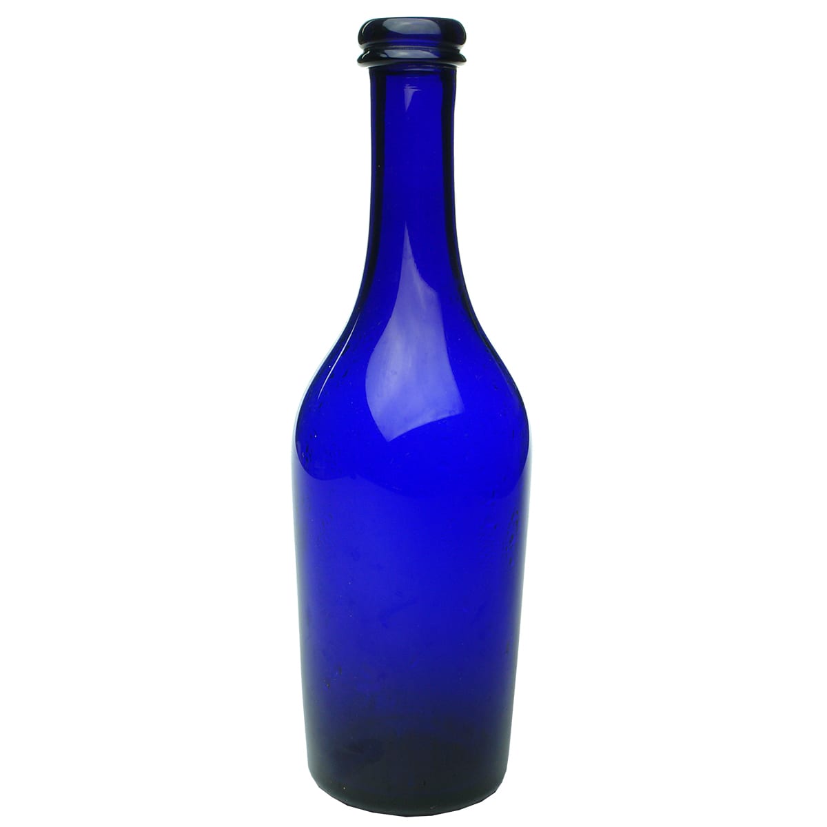 Early Glass. Large cobalt bottle or decanter. Polished pontil.