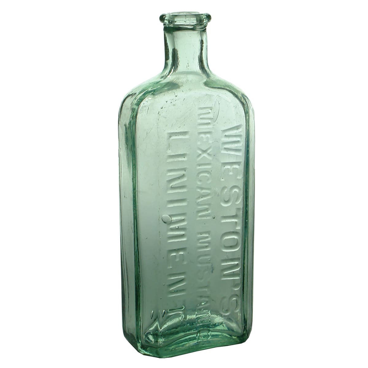 Cure. Weston's Mexican Mustang Liniment. Aqua. 8 oz. (Melbourne, Victoria)