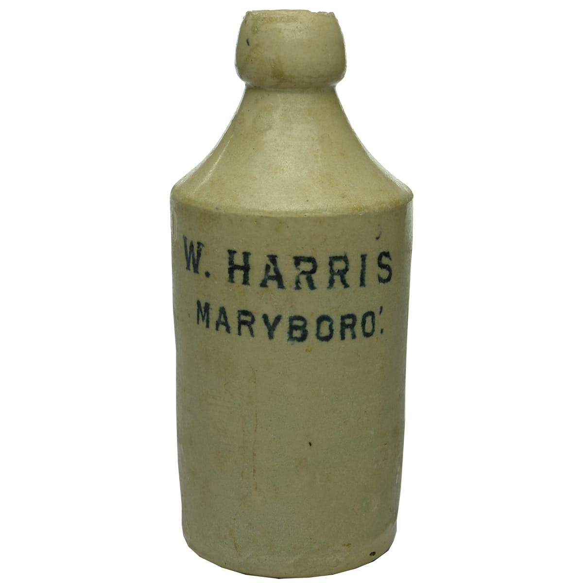 Ginger Beer. W. Harris, Maryboro'. Glasgow pottery. Black Print. (Maryborough, Queensland)