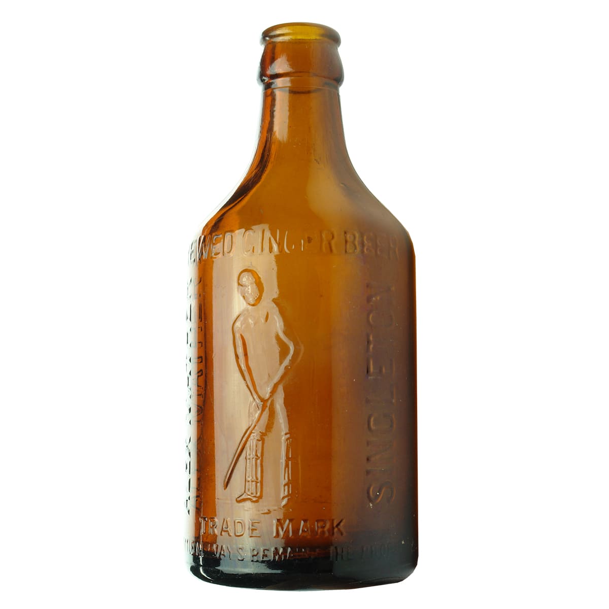 Glass Ginger Beer. Alex Mather, Singleton. Crown Seal. Amber. 10 oz. (New South Wales)