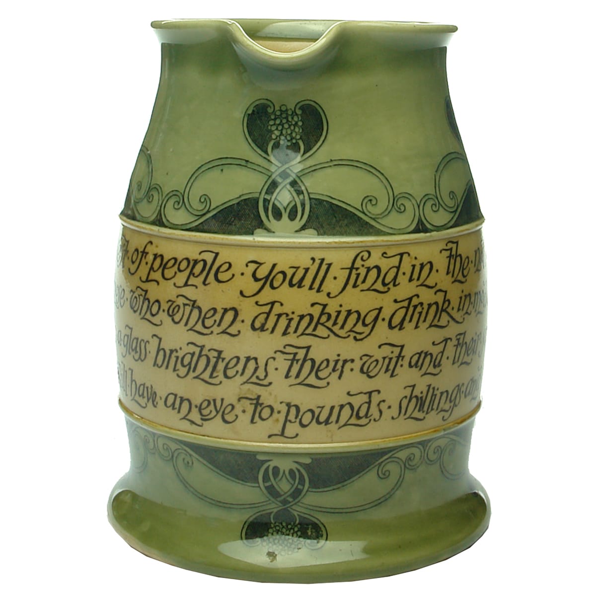 Jug. Poem - The wisest of people you'll find in the nation... Royal Doulton.
