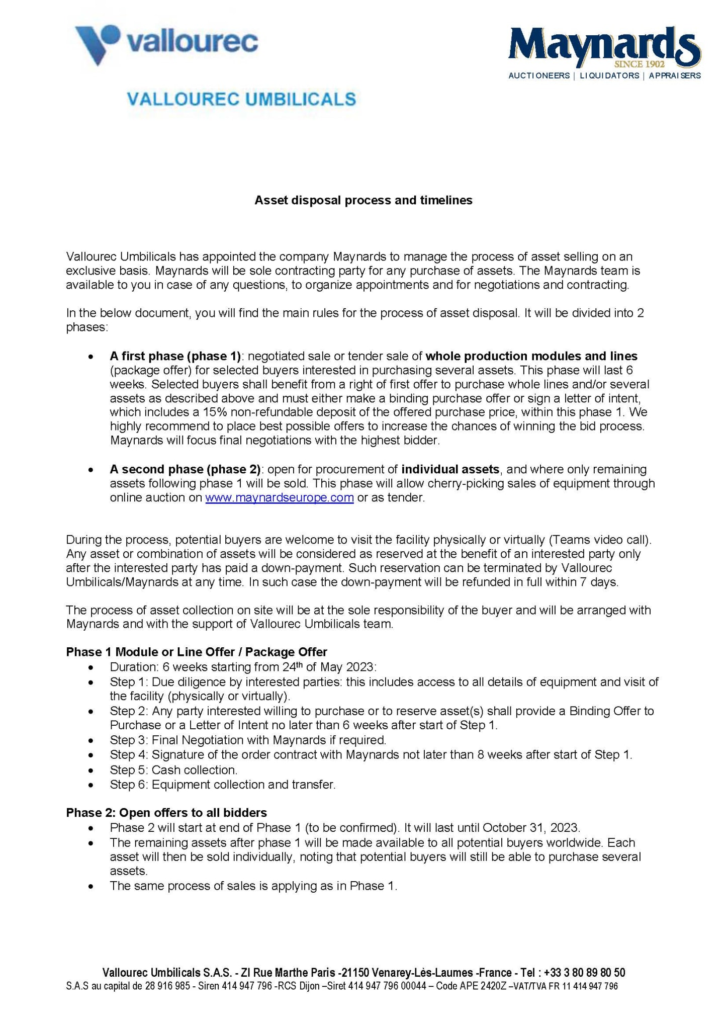 202305 Vallourec Umbrella disposal process and timelines MAYNARDS_Seite_1.jpg