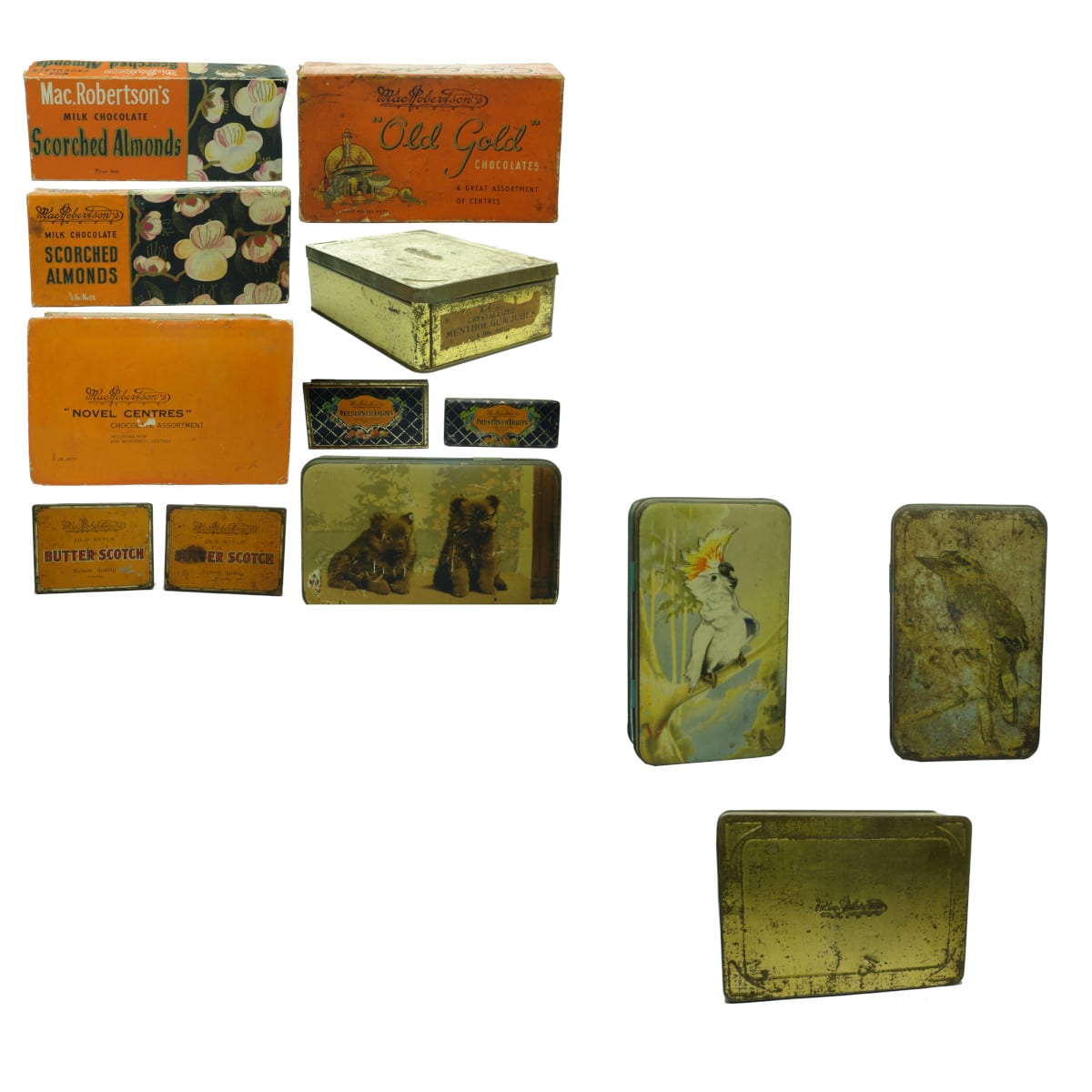 13 MacRobertsons Items: 4 Cardboard Boxes & 9 Tins. (Victoria)