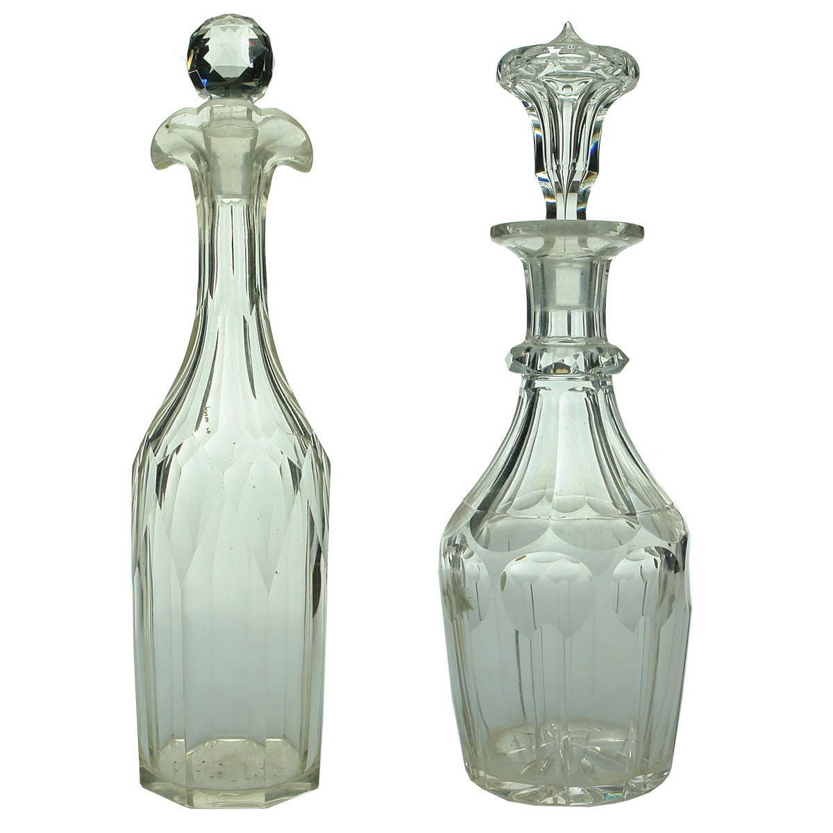 Two fancy Victorian Cut glass Crystal Decanters