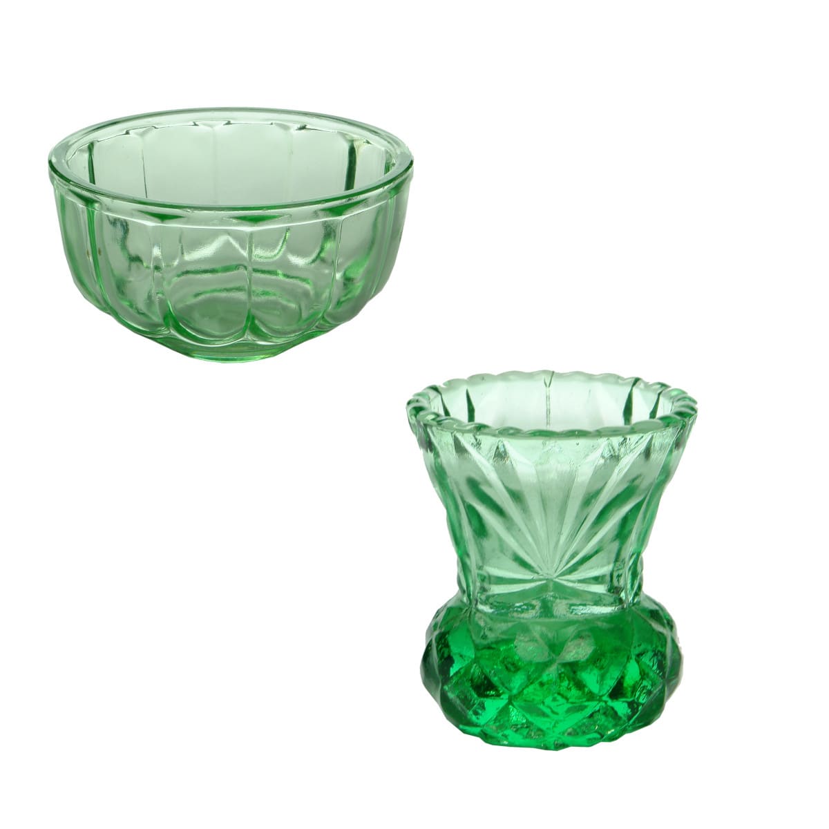 Glassware. Pair of Depression Era Green Glass Items.