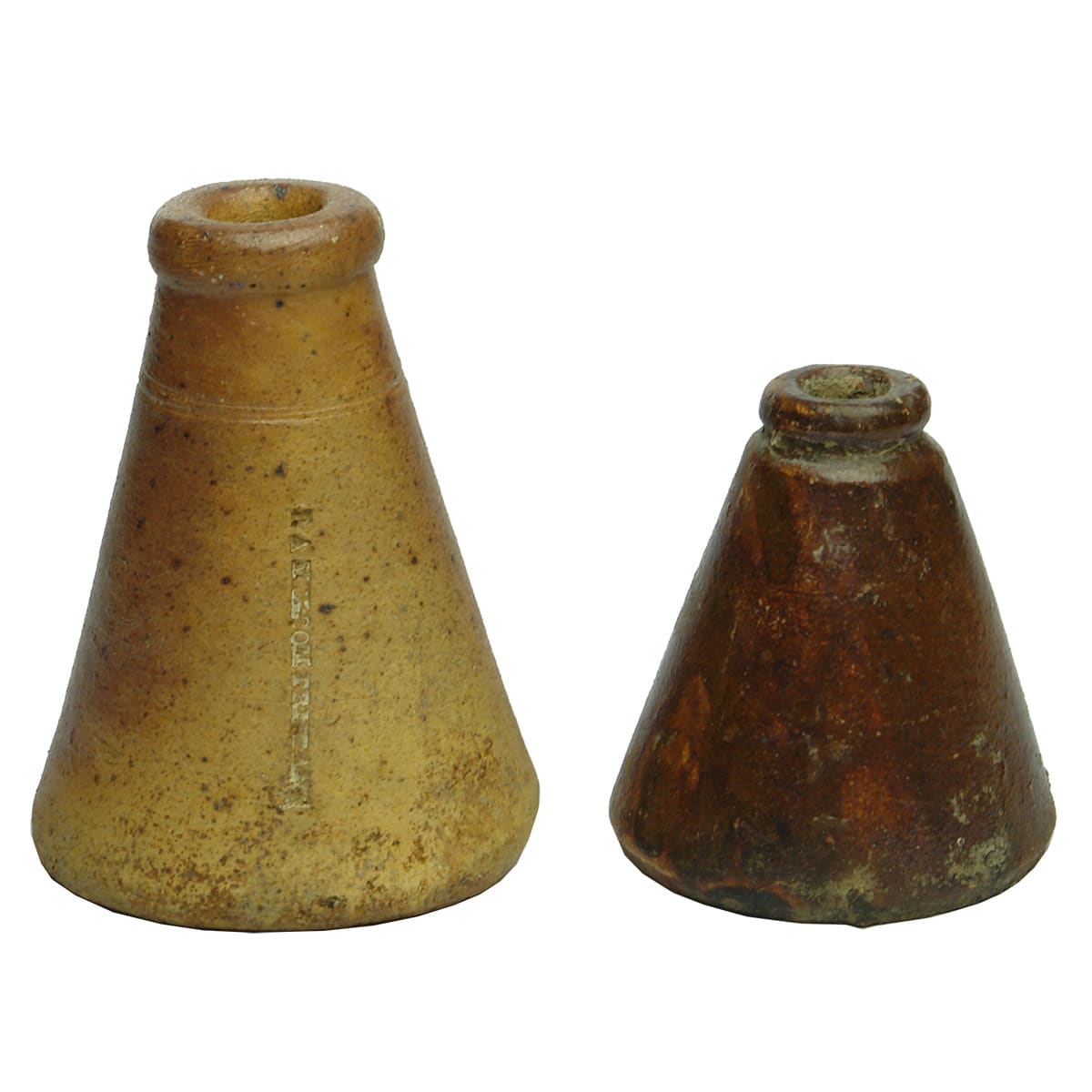 Two QLD Cone Inks: B A Melsom Brisbane and unmarked crude pottery. (Queensland)