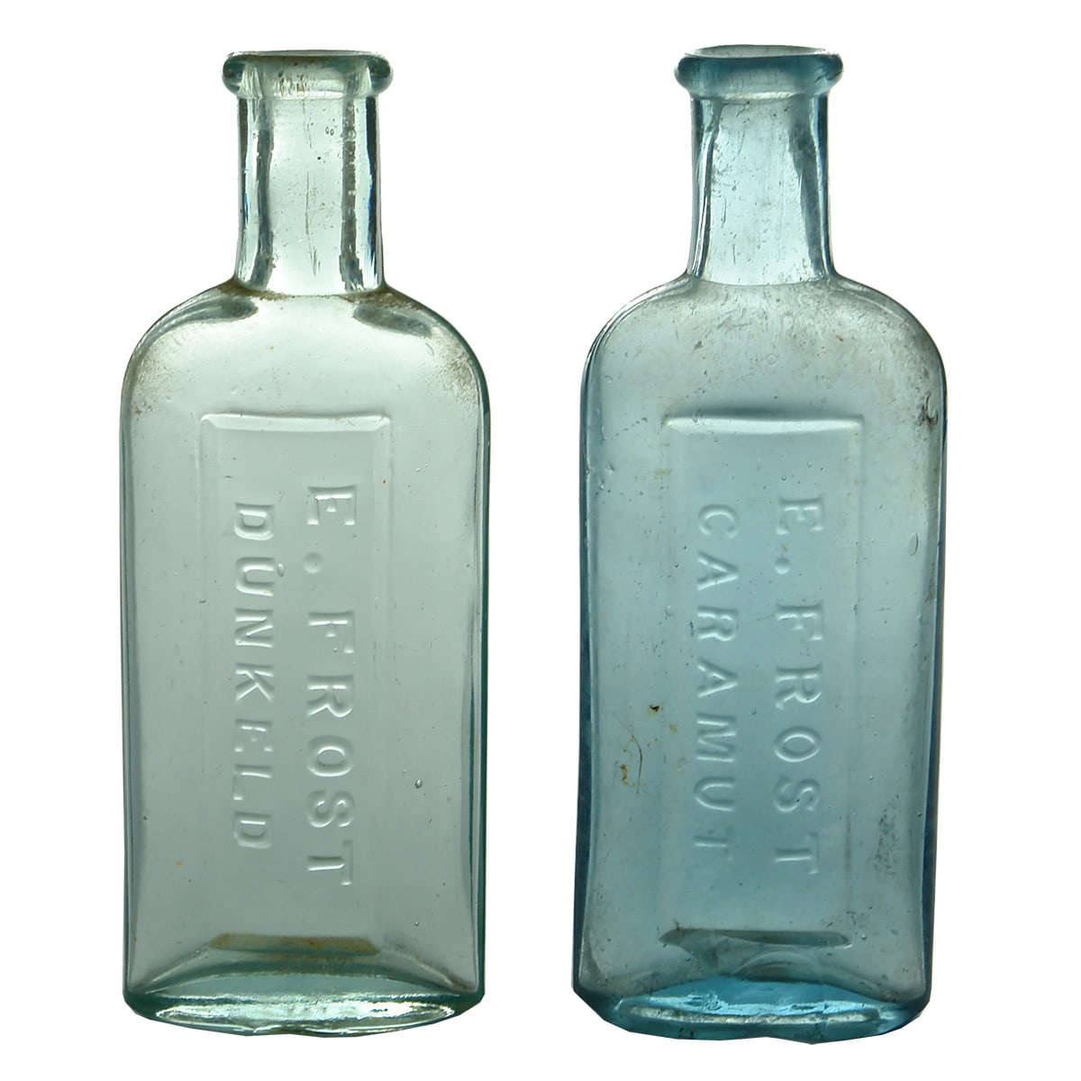 Pair of Eucalyptus Oil Bottles: Both E. Frost, Dunkeld and Caramut. (Victoria)