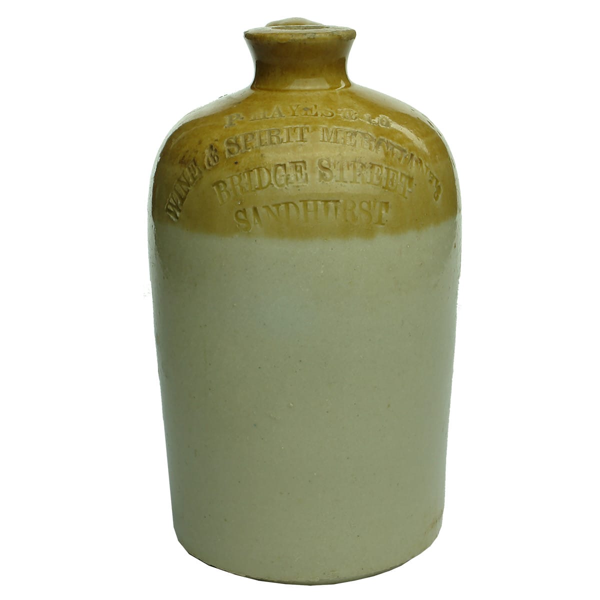 Demijohn. P. Hayes & Co., Sandhurst. Impressed. 1 Quart. (Victoria)