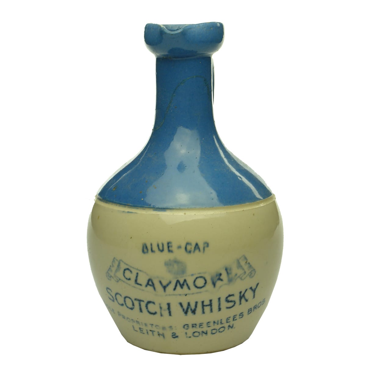 Whisky Jug. Blue-Cap, Claymore Scotch Whisky, Greenlees Bros, Leith & London.