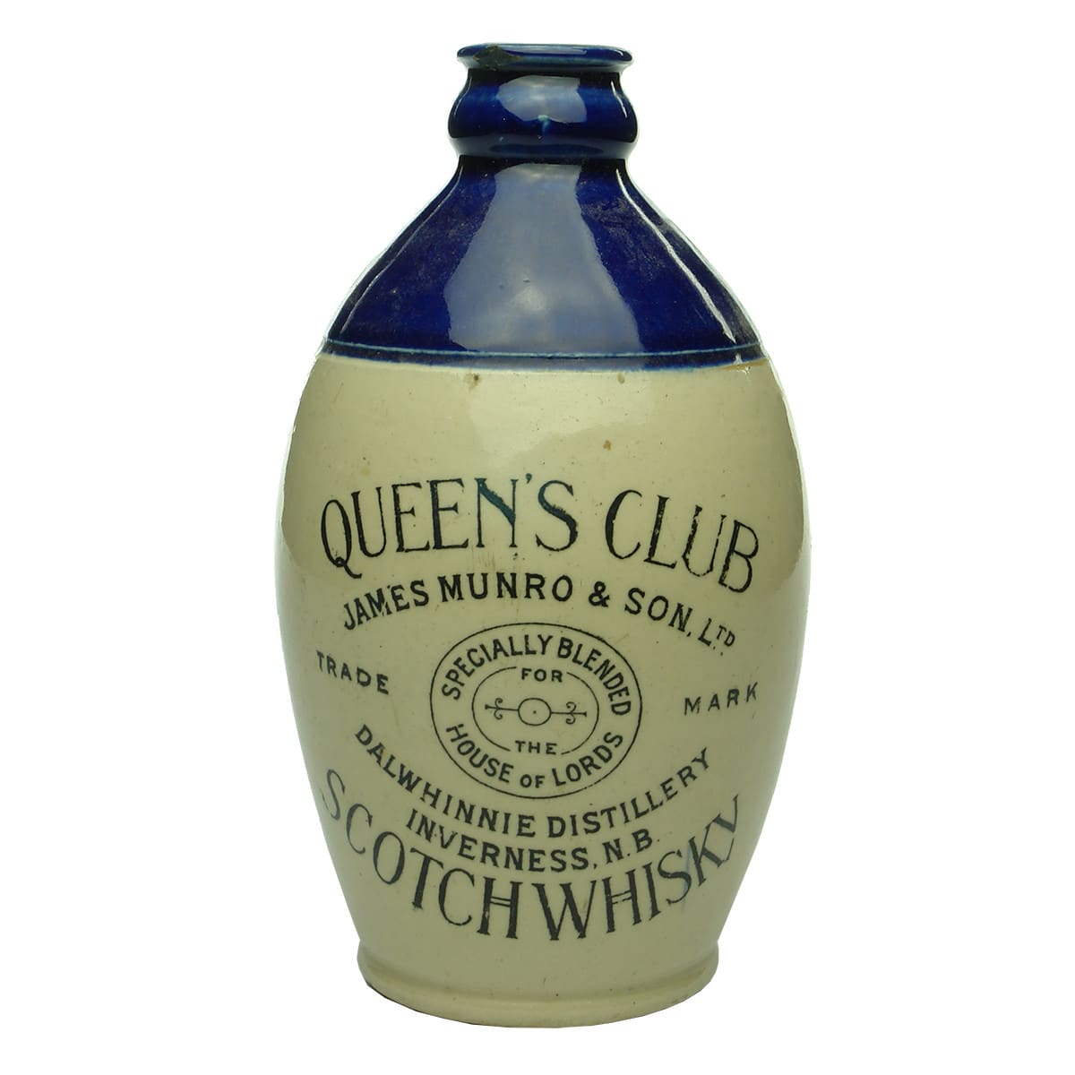 Whisky Jug. Queen's Club Scotch Whisky, James Munro & Son Ltd, Inverness.