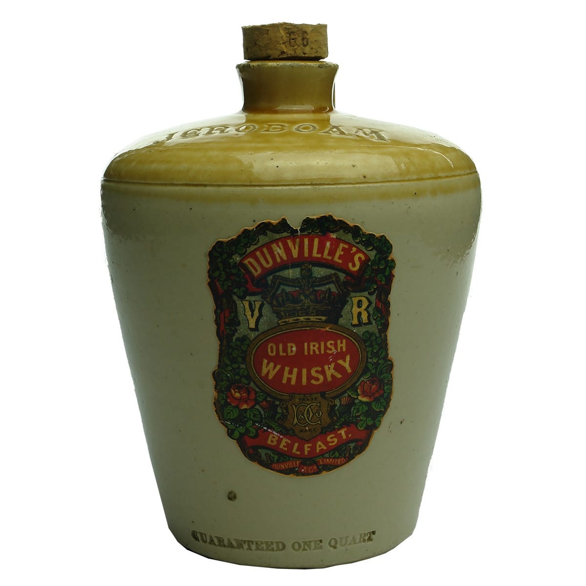 Whisky Jug. Jeroboam. Label: Dunville's Old Irish Whisky.