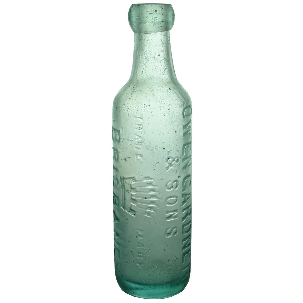 Blob Top Soda. Owen Gardner & Sons, Brisbane. Aqua. 10 oz. (Queensland)