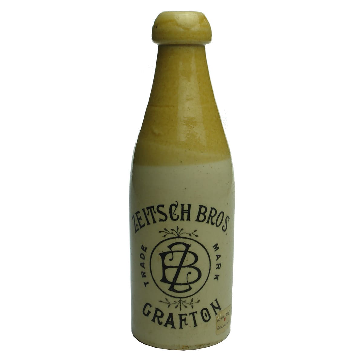 Ginger Beer. Zeitsch Bros., Grafton. Large fancy stamp. Zietsch as spelled on the bottle. (New South Wales)