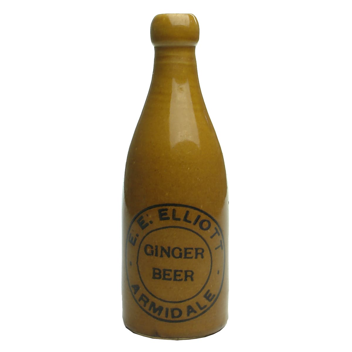 Ginger Beer. E. E. Elliott, Armidale. All Tan. Black Print. (New South Wales)