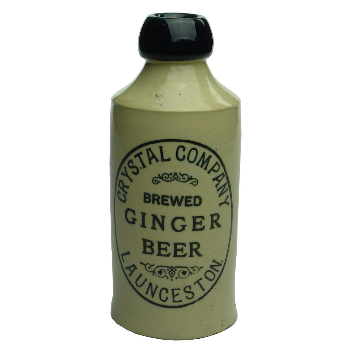 Ginger Beer. Crystal Company, Launceston. Bourne, Denby. Blue Lip. (Tasmania)