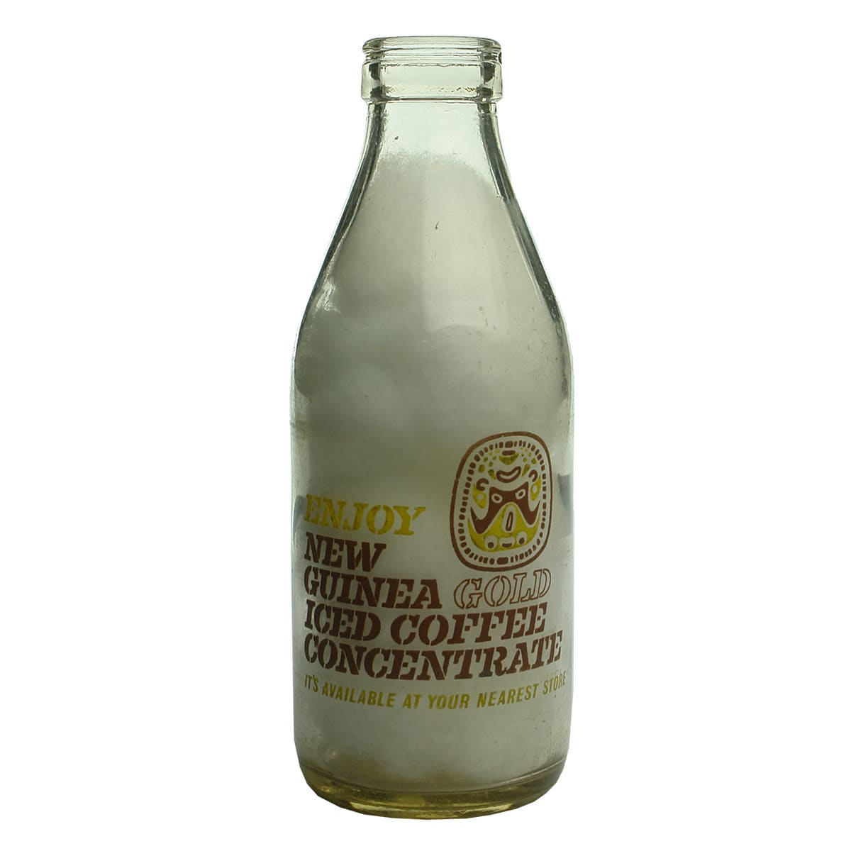 Milk. New Guinea Gold Iced Coffee Concentrate. Ceramic Label. 1 Pint.