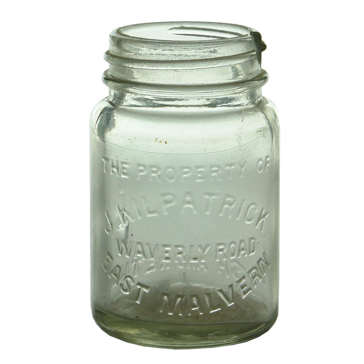 Cream. J. Kilpatrick, East Malvern. Screw top jar. (Victoria)