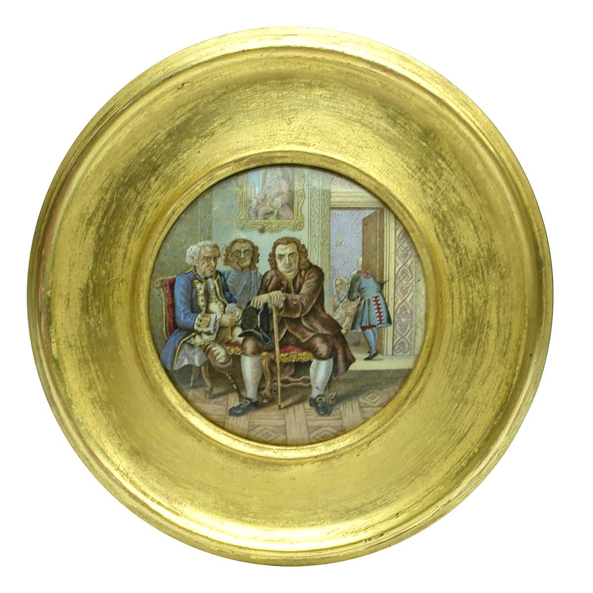 Prattware Lid. Dr. Johnson. in a Gold painted wooden frame.