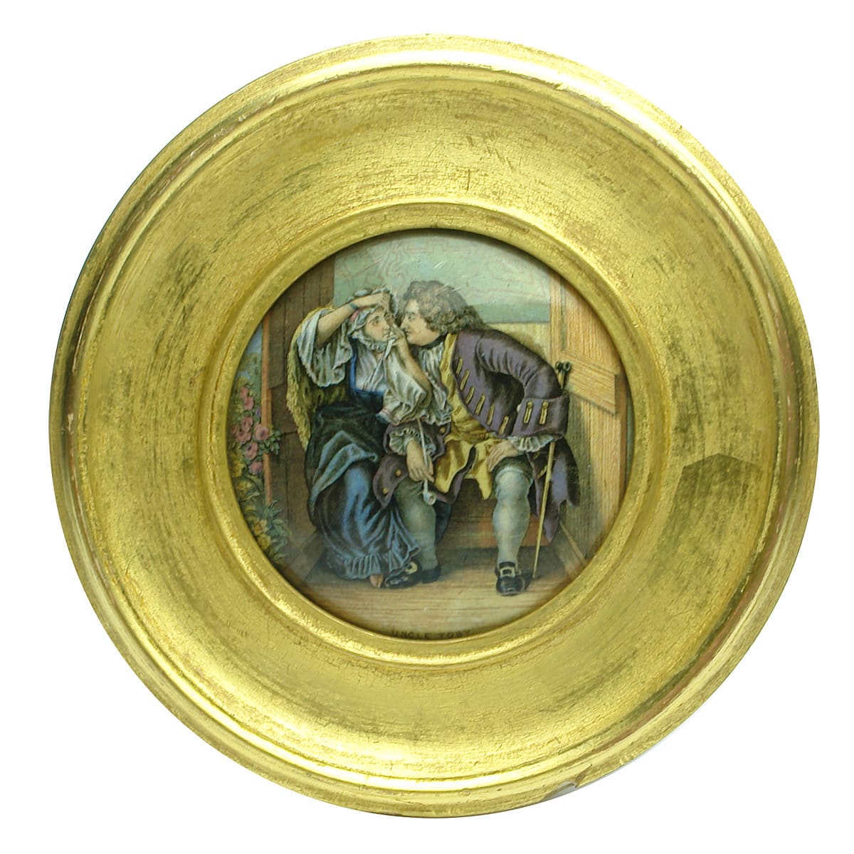 Pratt Lid. Uncle Toby. in a Gold painted wooden frame.