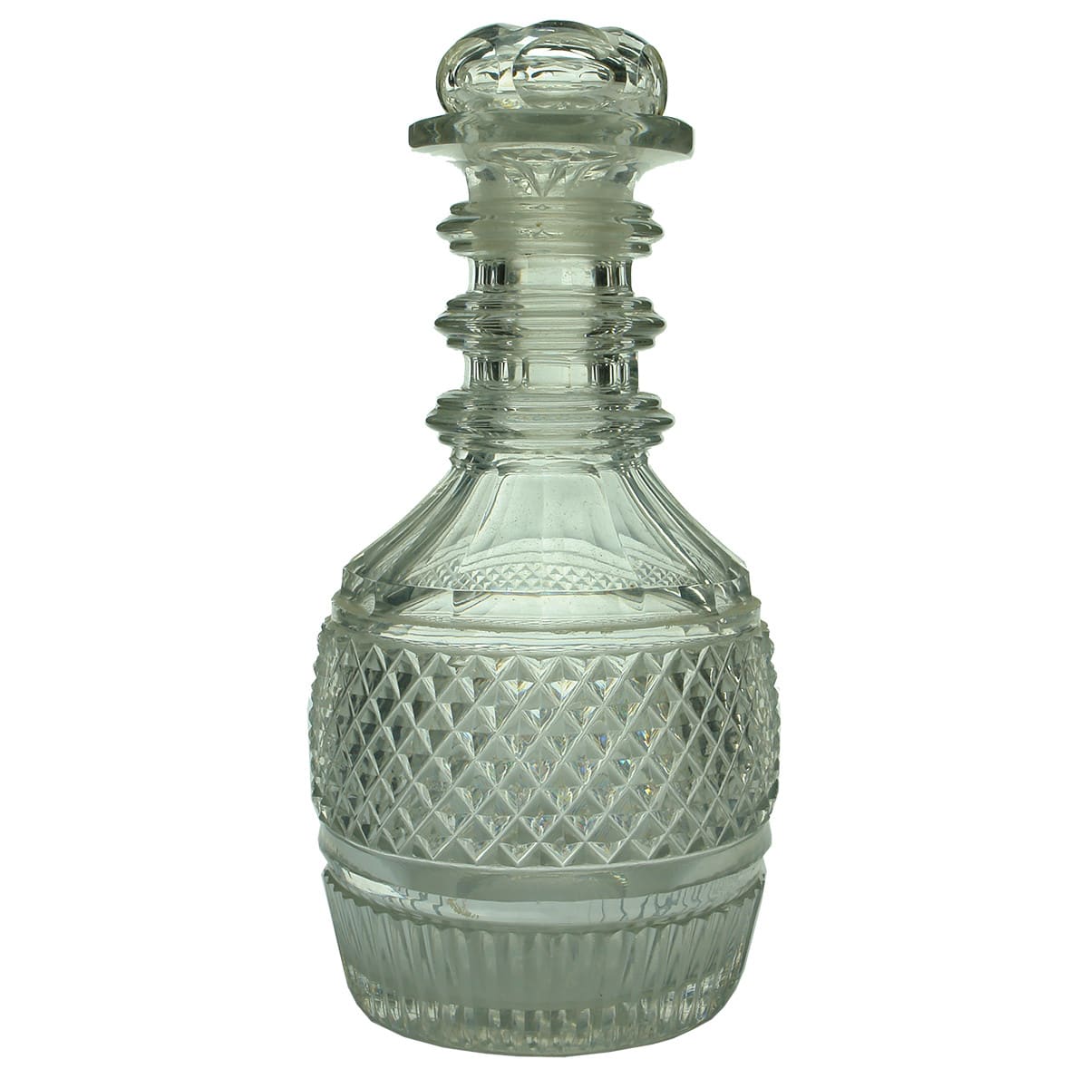 Early Glass. Georgian Prussian Cut Glass Decanter. Polished Pontil.