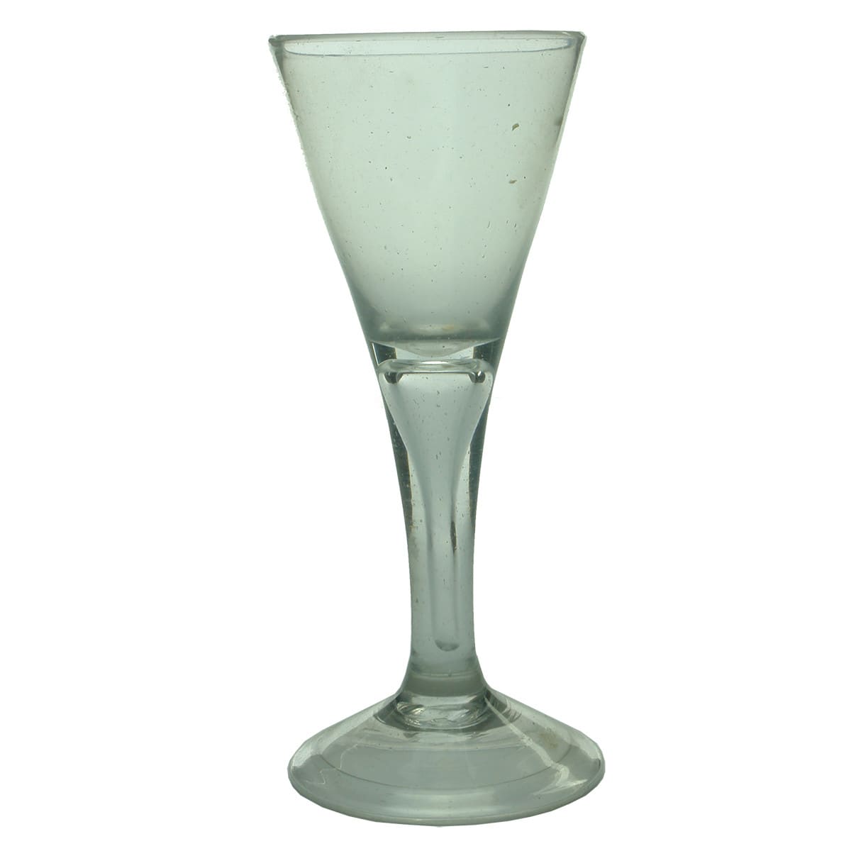 Early Glass. Georgian Trumpet Bowl Glass With Folded Foot.