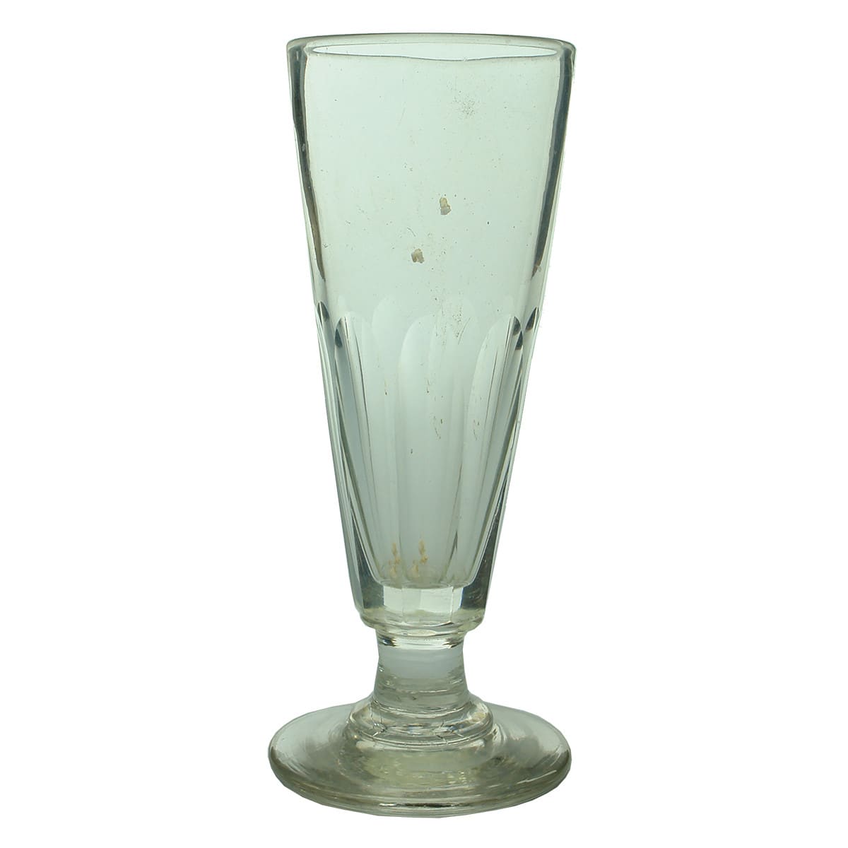 Early Glass. Large Georgian Ale Glass with Facetted Trumpet Bowl and Polished Pontil.