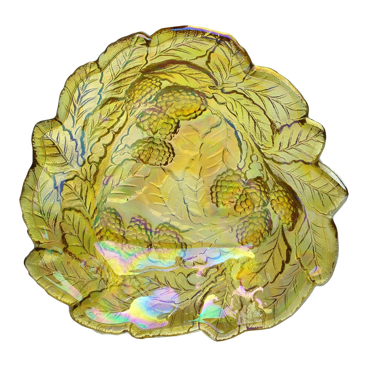 Carnival Glass. Indiana glass Marigold. Berries and Leaves.