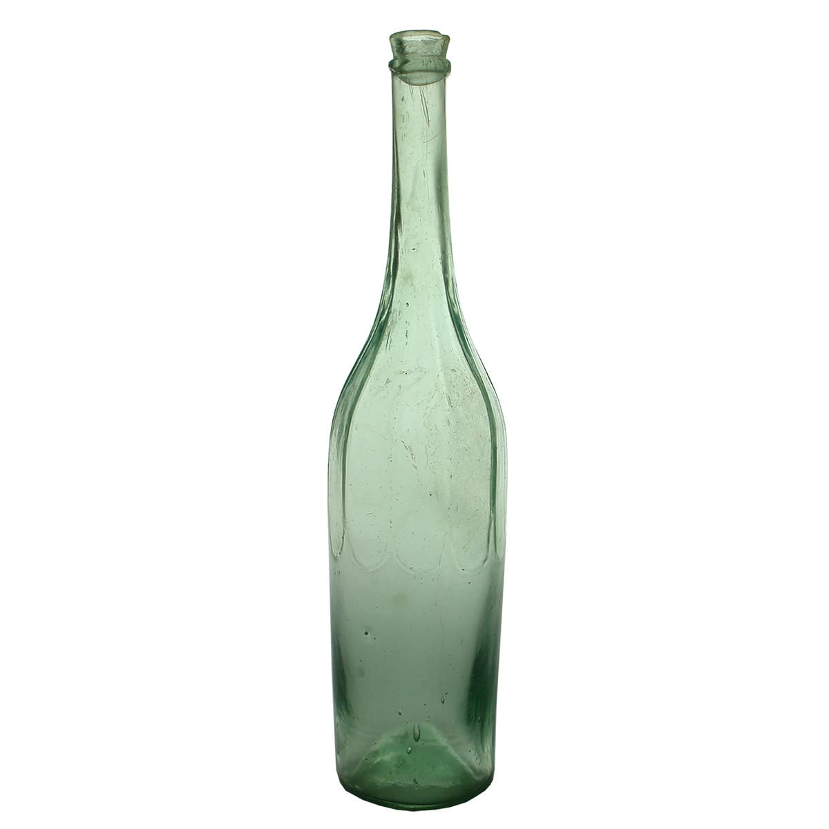 Goldfields. Salad Oil with ten petals around shoulder. Aqua. 26 oz.