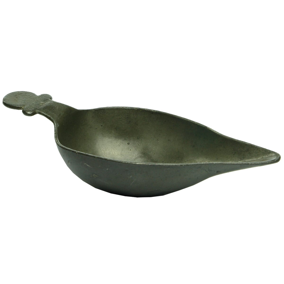 Baby Feeder. Pewter pap boat for feeding babies, early 19th century.