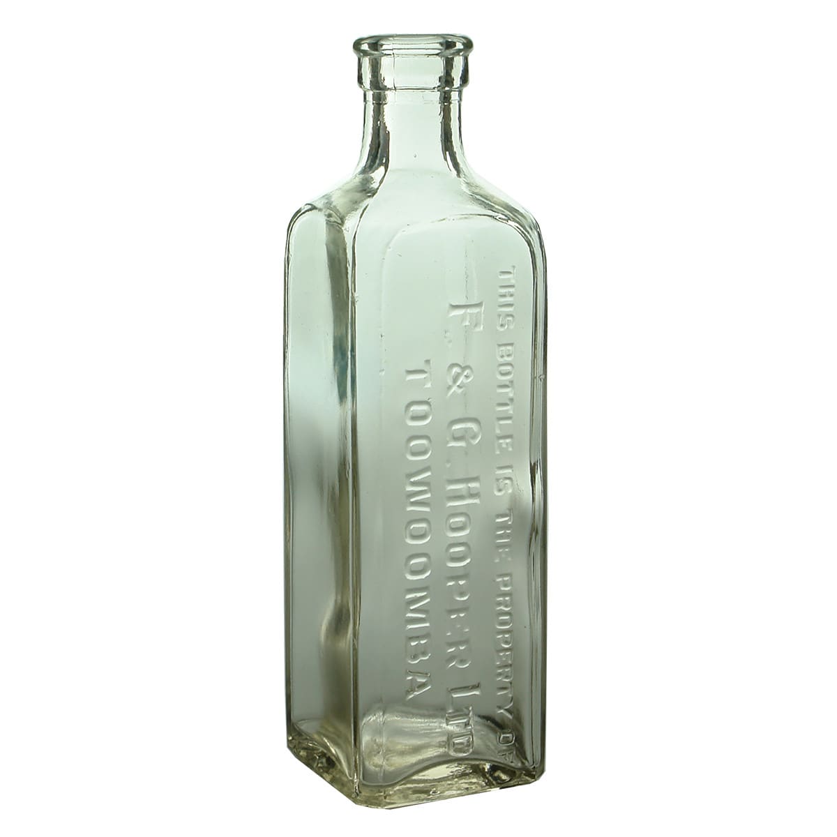 Cordial. F. & G. Hooper Ltd, Toowoomba. Small square bottle. (Queensland)