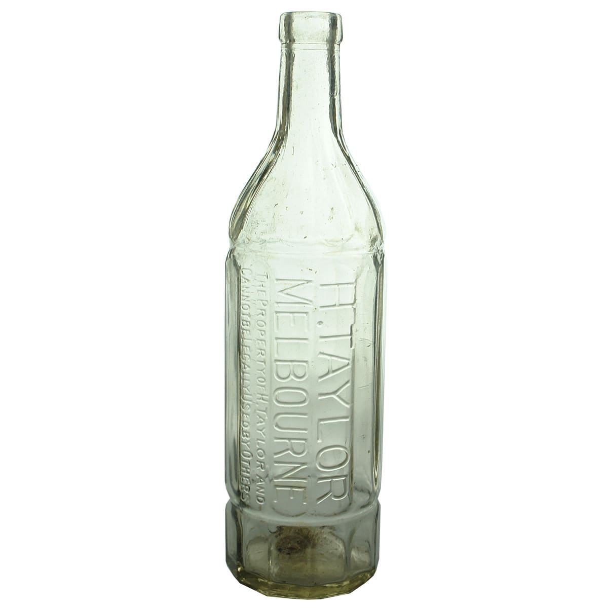 Cordial. H. Taylor, Melbourne. Multisided. Clear. 26 oz. (Victoria)