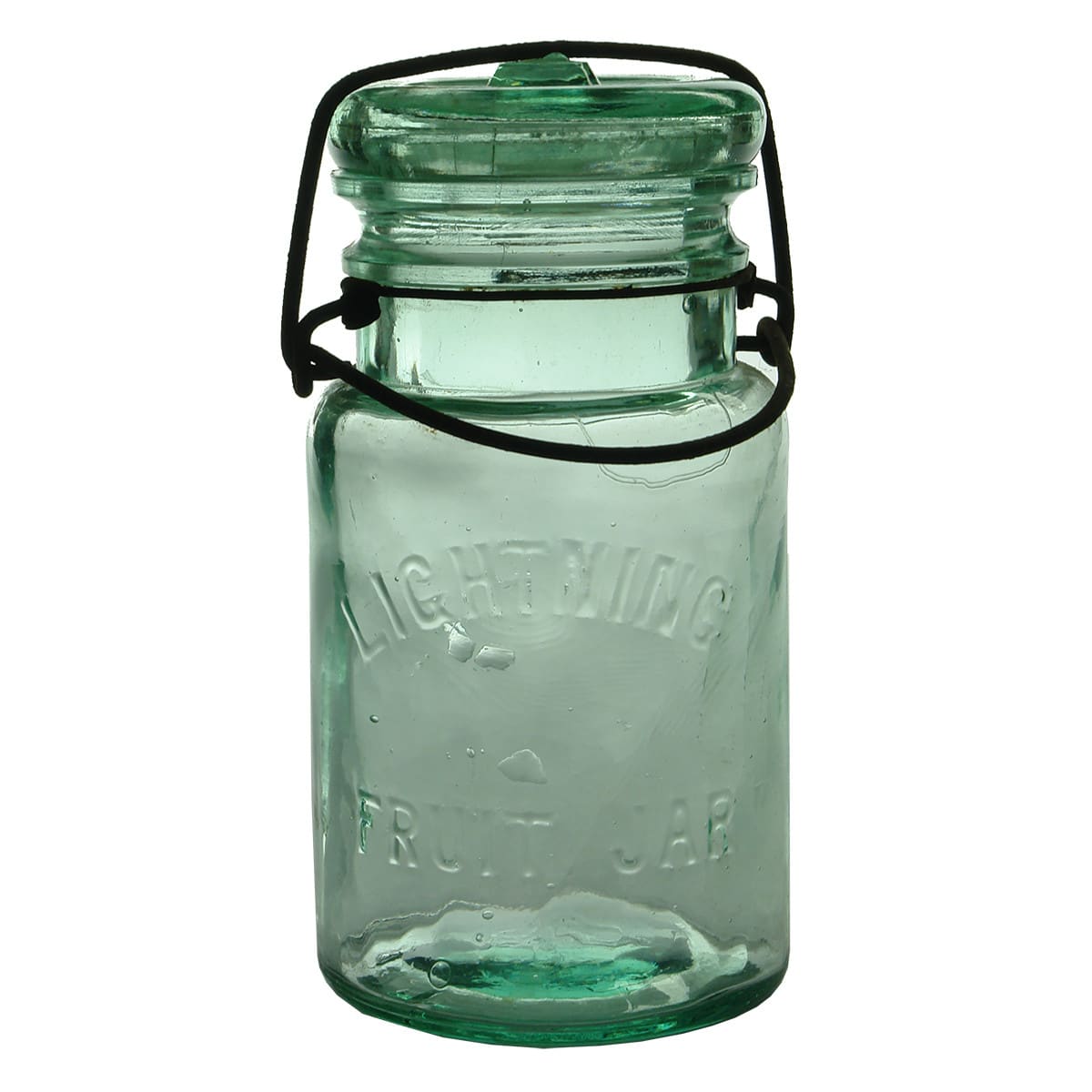 Preserving Jar. Lightning Fruit Jar. Pint. Green Aqua