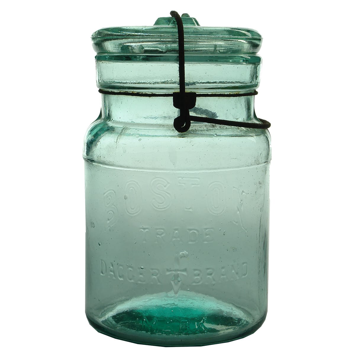 Fruit Jar. Boston Dagger Brand. Aqua. Quart. (New South Wales)