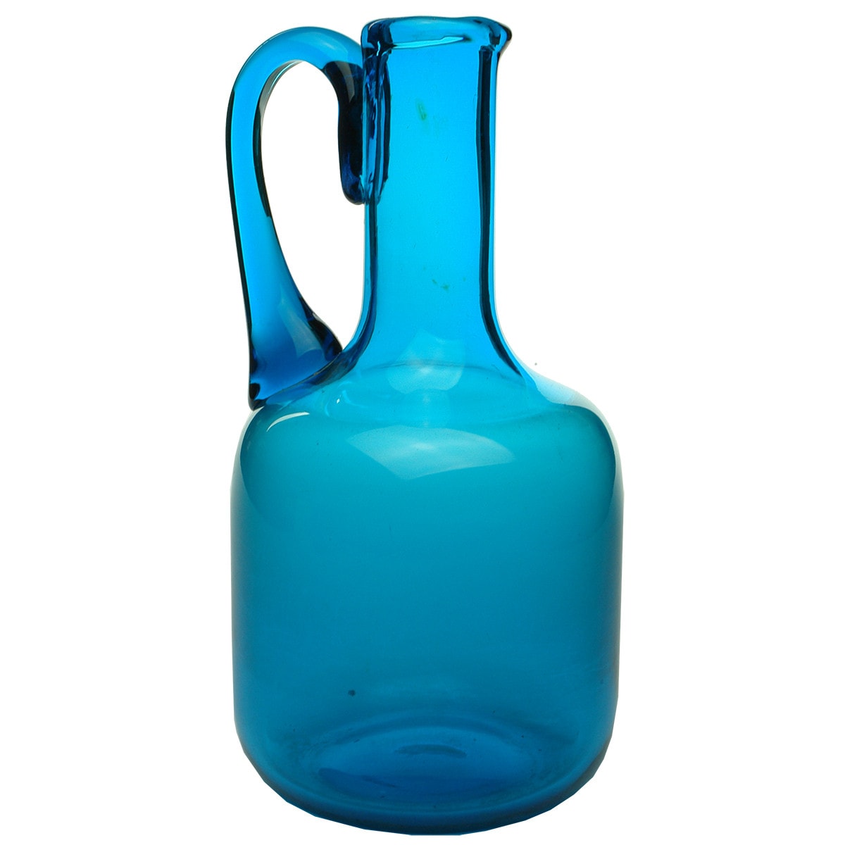 Turquoise blue handled decanter. No markings.