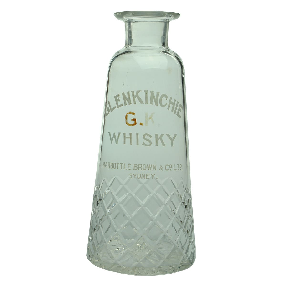 Whisky. Glenkinchie Whisky, Harbottle Brown & Co., Ltd., Sydney. Decanter. (New South Wales)