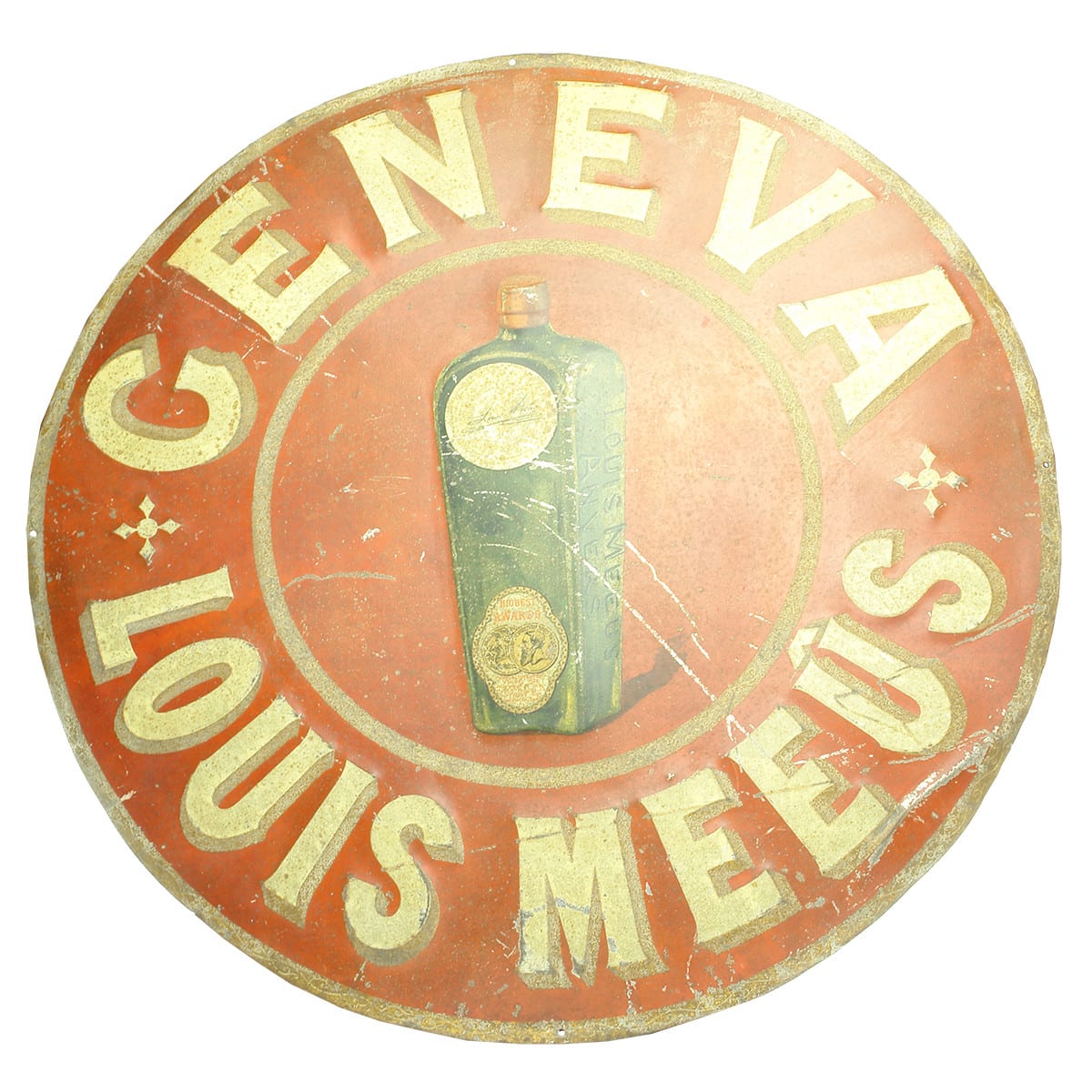 Sign. Louis Meeus Geneva. Pressed Tin. 590 mm diameter.