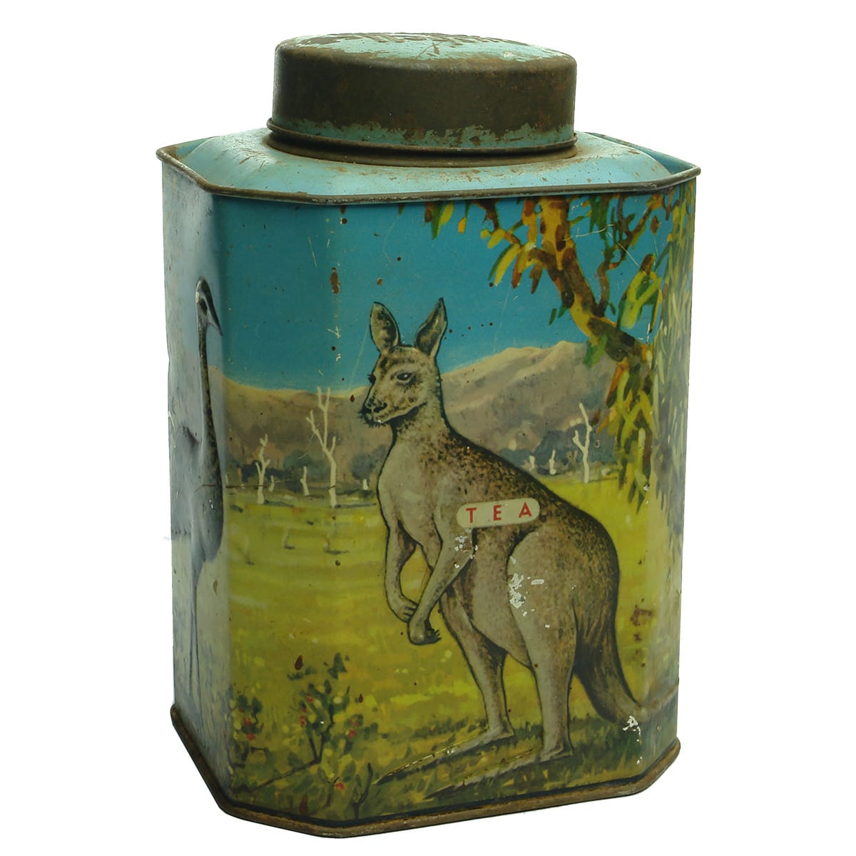 Tin. Bushells Tea of Flavor. Kangaroo, Koala, Kookaburra, Emu.