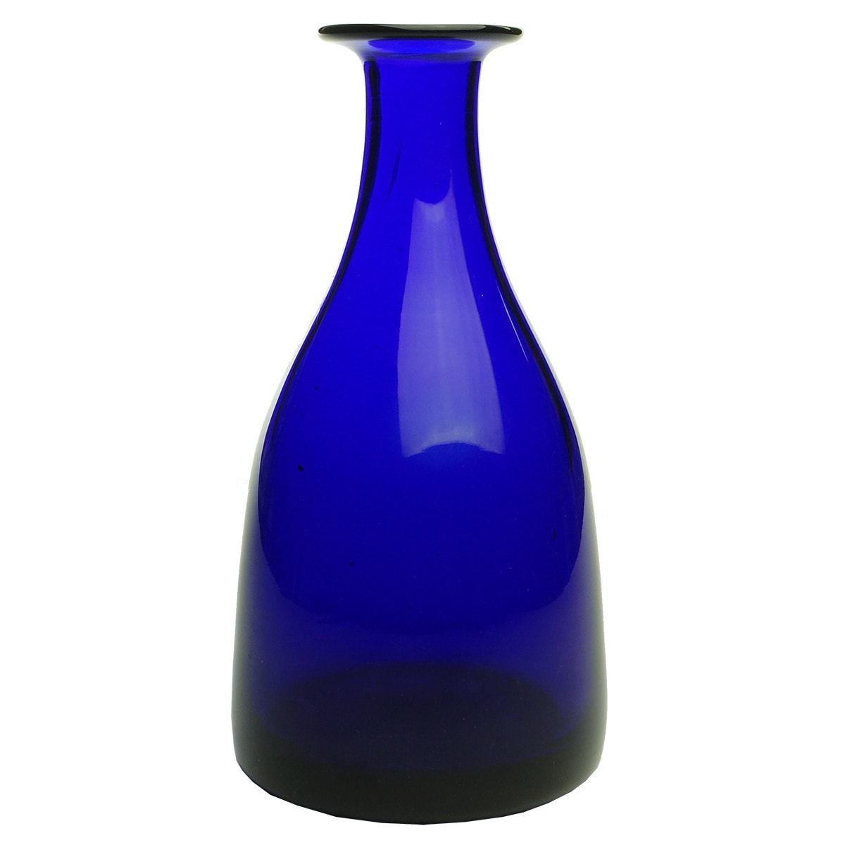 Cobalt Glass Flared lip Decanter or Carafe. Pontil scar to base.