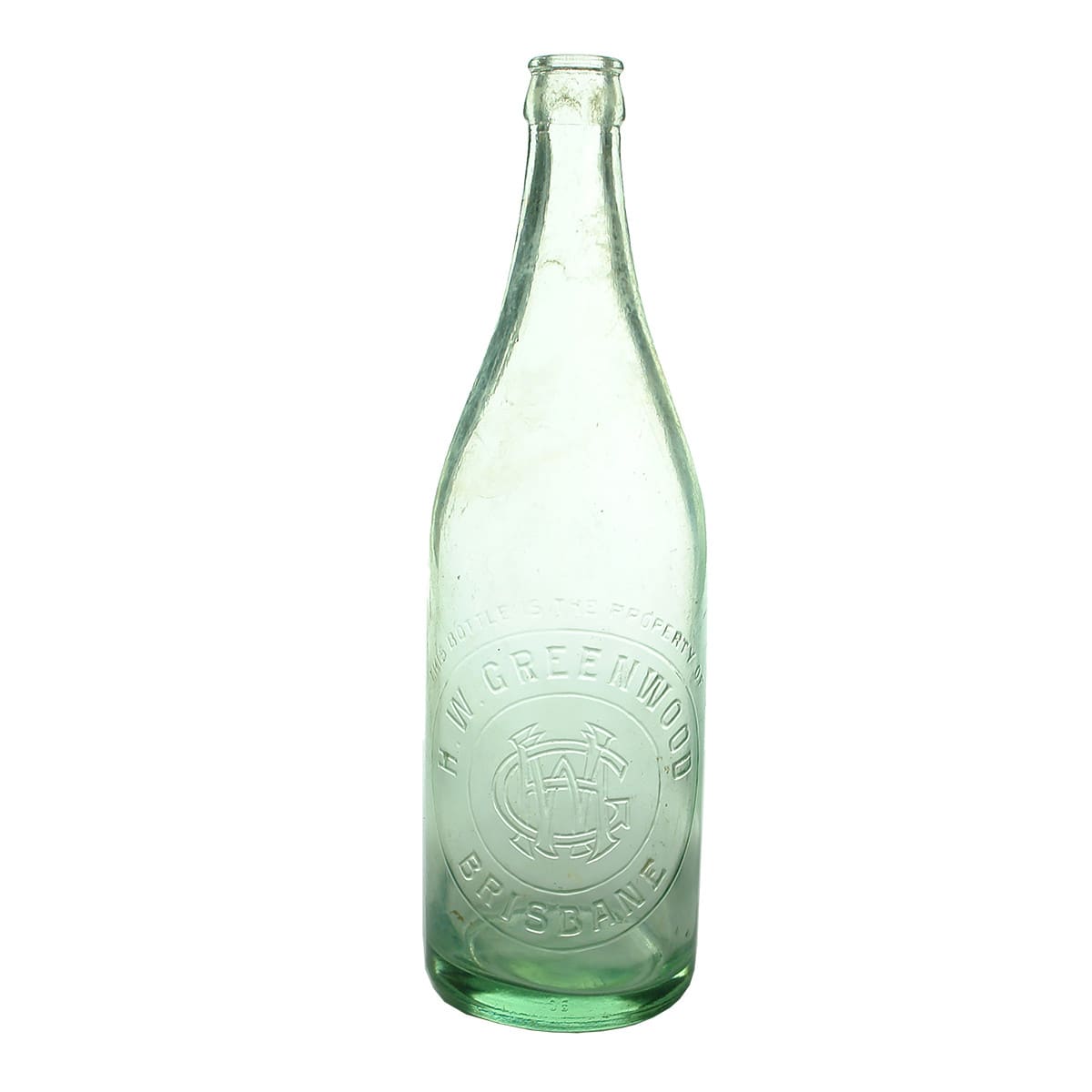 Crown Seal. H. W. Greenwood, Brisbane. Aqua. 24 oz. (Queensland)