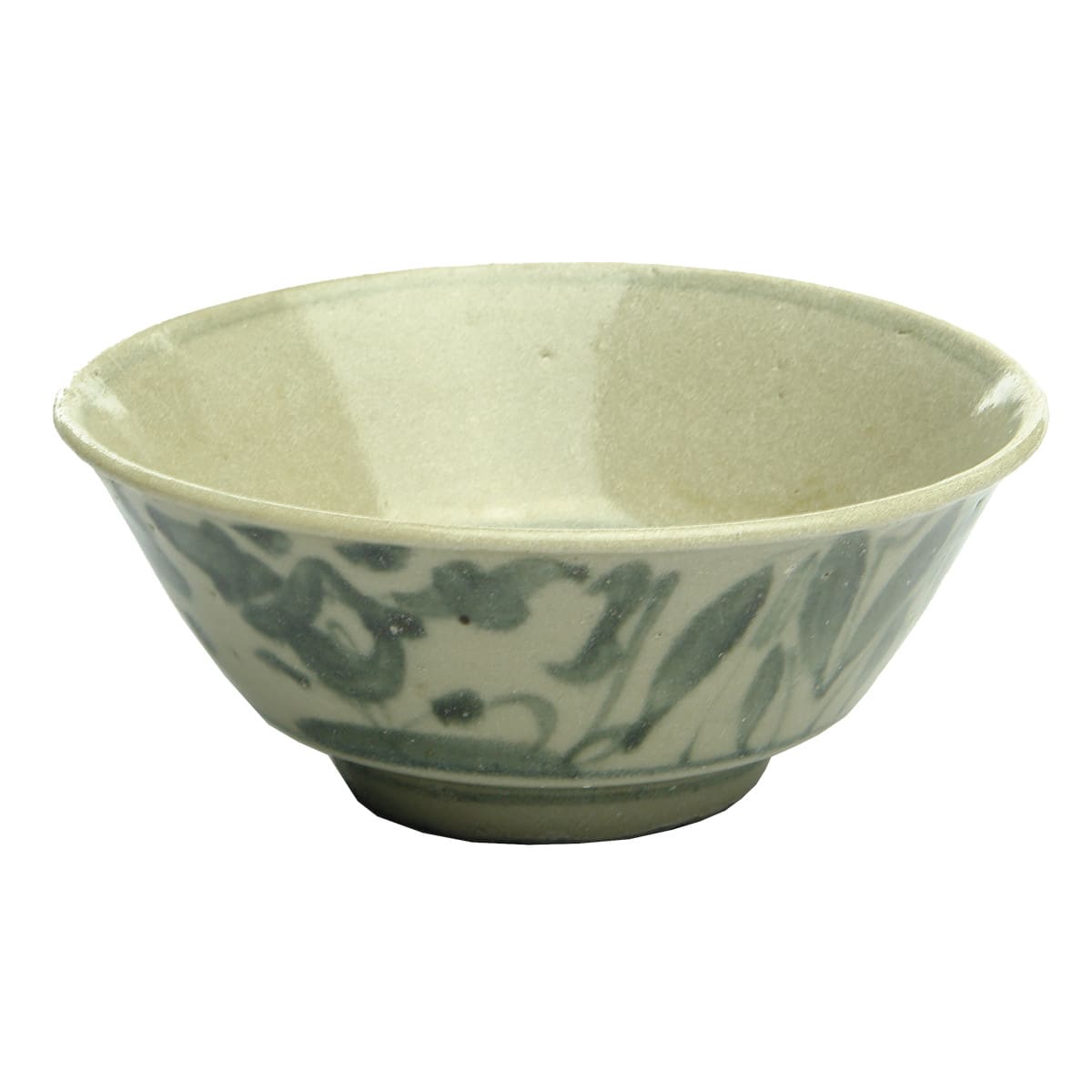 Chinese Pottery Bowl. Floral brushstroke decoration.