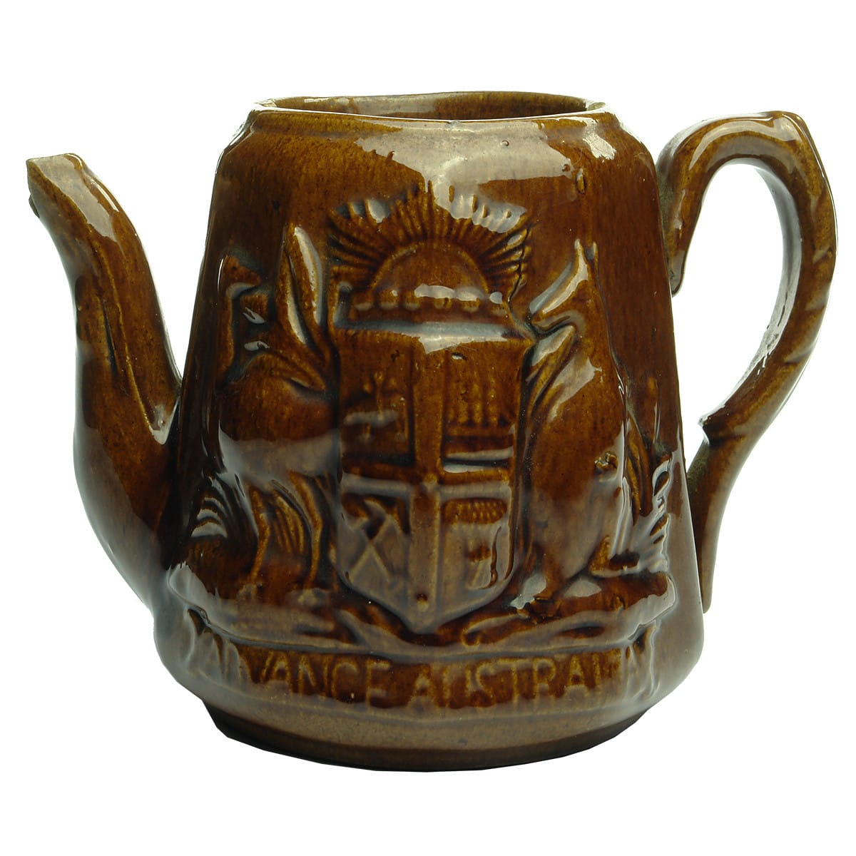 Teapot. Unofficial Australian Coat of Arms. Astbury Alloa Pottery.
