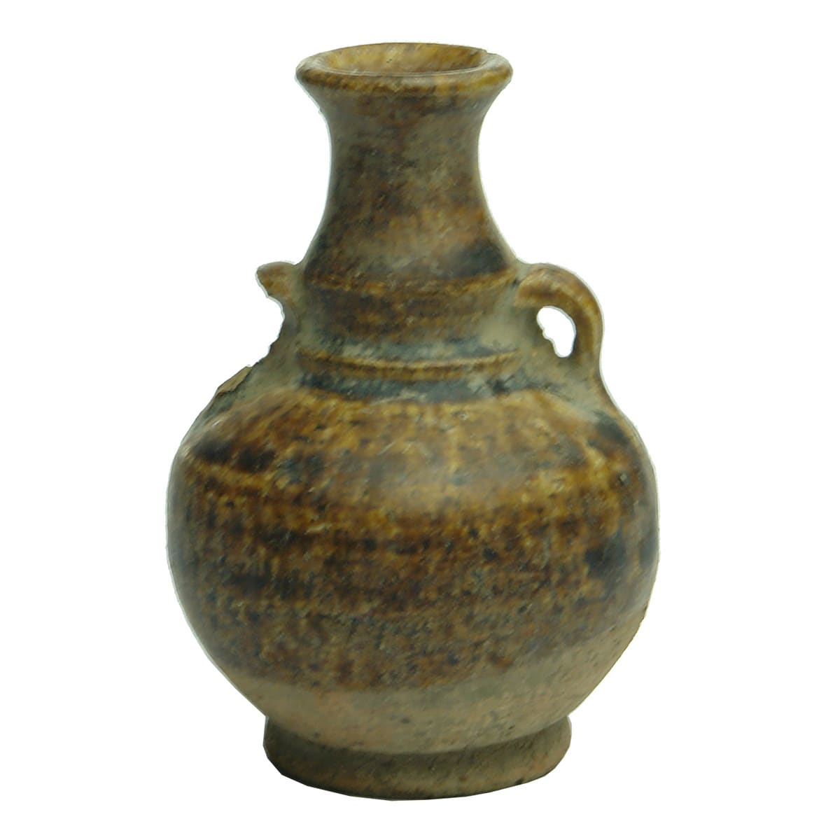 Small brown glazed handled pot. Thai Ornamental. Circa 1200 - 1500 AD.