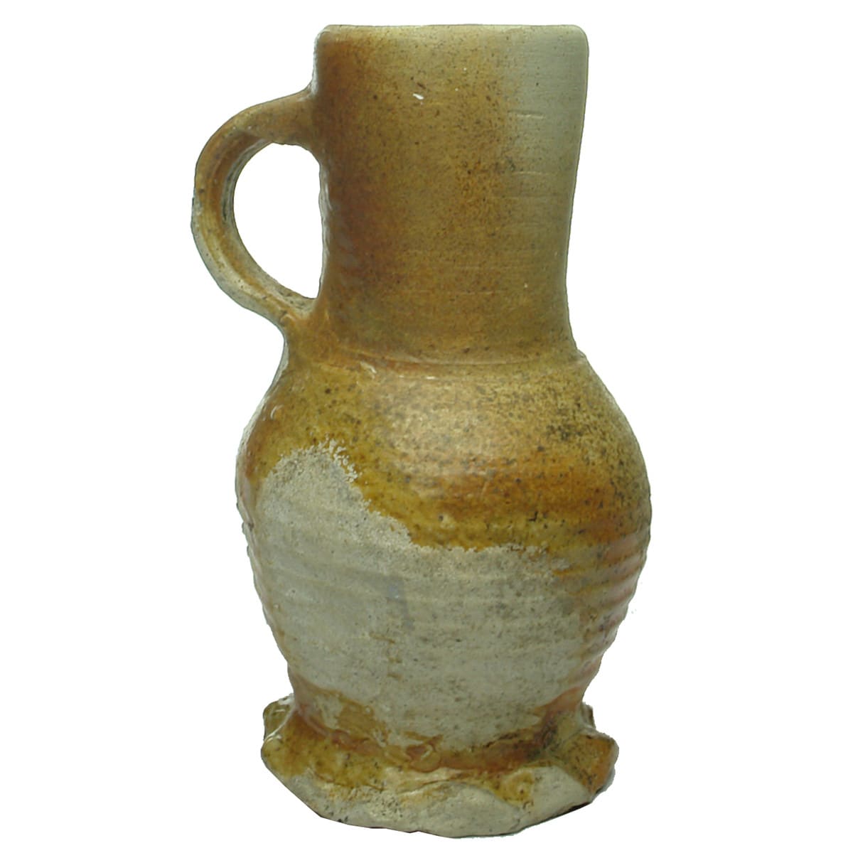 Squat German Salt Glaze jug/mug. Circa 1375 - 1425.